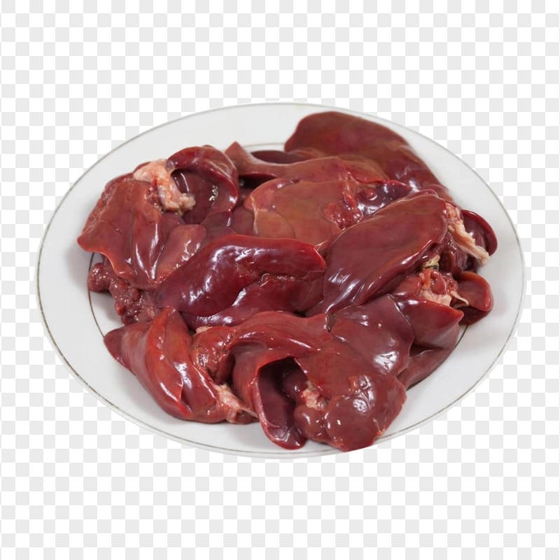 HD Raw Chicken Liver Plate PNG