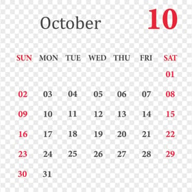 Download October 2022 Calendar PNG