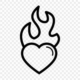 Heart On Fire Black Outline Icon PNG