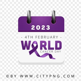 Calendar February 4 2023 World Cancer Day Design PNG