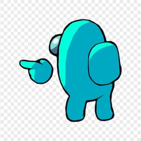 HD Cyan Among Us Character Back View Finger Hand Pointing PNG