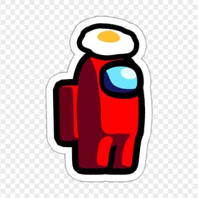 HD Red Among Us Character Egg Hat Stickers PNG