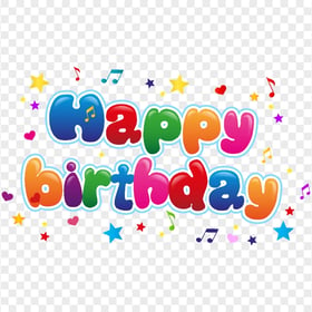 HD Colorful Happy Birthday Words Text For Kids PNG