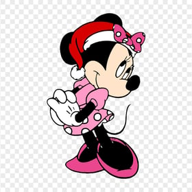 Minnie Mouse Wearing Santa Claus Hat Cute Pose PNG