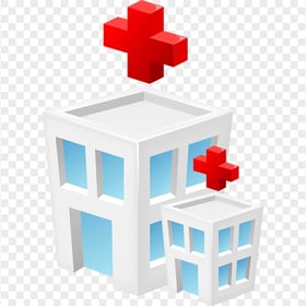3D Cartoon Hospital Isometric Icon Red Cross