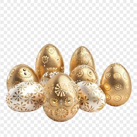 Artful Glitter Gold Easter Eggs HD PNG