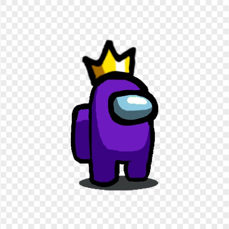 HD Among Us Purple Crewmate Character With Crown Hat PNG