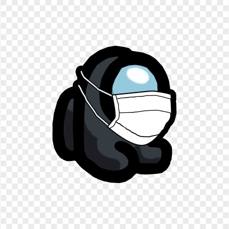 HD Black Among Us Mini Crewmate Character Baby Wearing Surgical Mask PNG