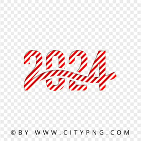 Red Beautiful 2024 Candy Style Text Design PNG