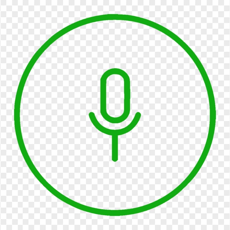 Round Voice Recorder Mic Line Green Icon HD PNG