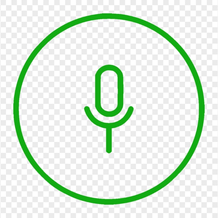 Round Voice Recorder Mic Line Green Icon HD PNG