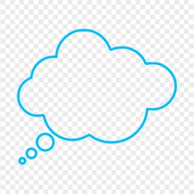 HD Blue Outline Thinking Speech Cloud PNG