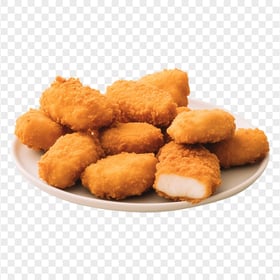 Crispy Chicken Nuggets on White Plate HD Transparent PNG