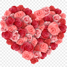 HD Pink & Red Roses Heart Shaped PNG