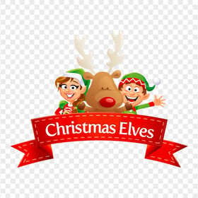 Christmas Elves Reindeer Cartoon Characters Image PNG