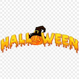 HD Yellow Halloween Word With Cartoon Pumpkin Logo PNG