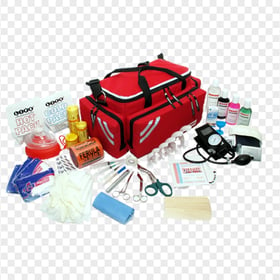 Red Emergency First Aid Bag With Medicine Supplies