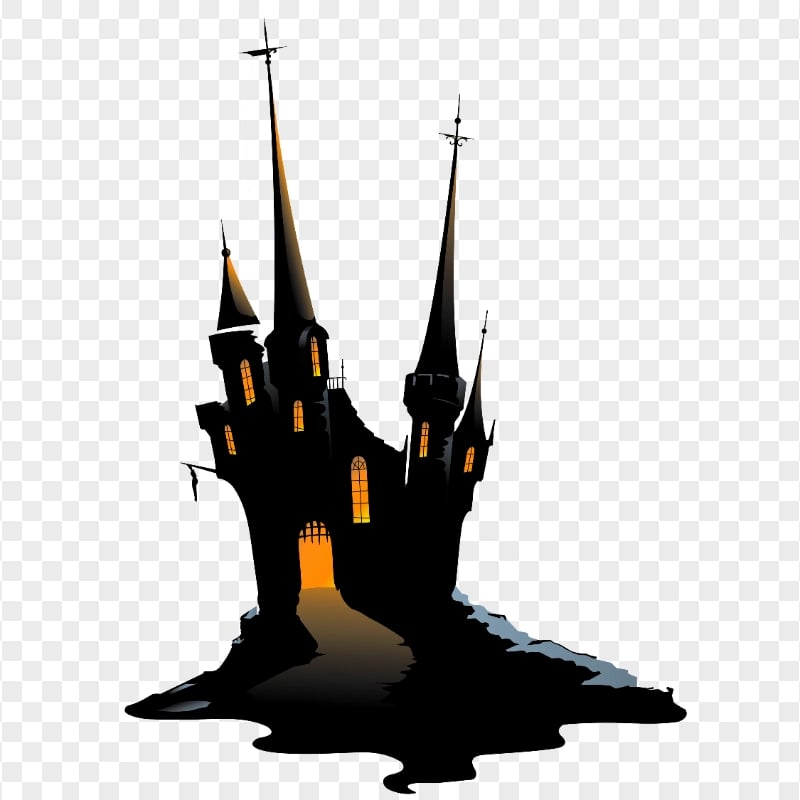 HD Halloween Black Cartoon Clipart Of Spooky Scary Castle PNG
