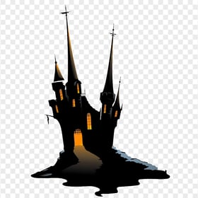 HD Halloween Black Cartoon Clipart Of Spooky Scary Castle PNG