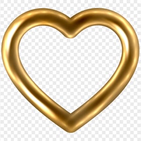 HD Outline Gold Love Heart Balloon PNG