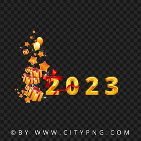 2023 Celebration Confetti And Balloons Design PNG