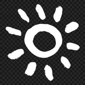 White Paint Brush Stroke Sun Icon PNG