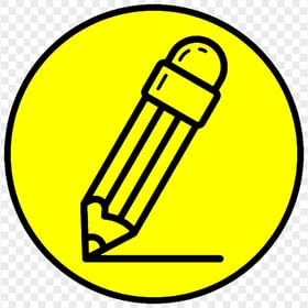 HD Yellow & Black Round Pencil Icon Outline PNG