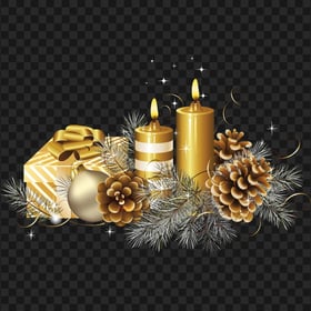 Illustration Of Gold Christmas Candles With Decors