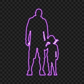 HD Purple Child And Father Neon Silhouette PNG