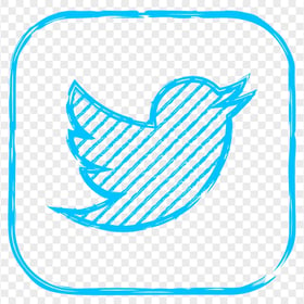 HD Twitter Hand Sketch Square Logo Icon PNG