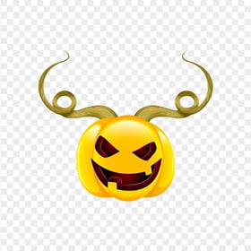 Halloween Pumpkin With Horns Cartoon Illustration
