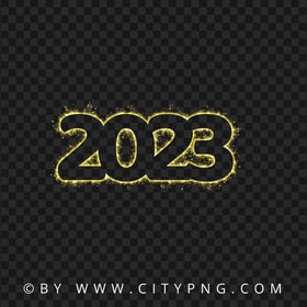 New Year Firework 2023 Sparkling Gold Yellow Text PNG