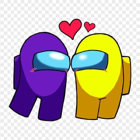 HD Among Us Purple Love Yellow Characters Valentines Day PNG