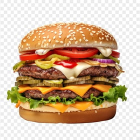 HD Juicy Double Beef Whopper Burger with Lettuce PNG