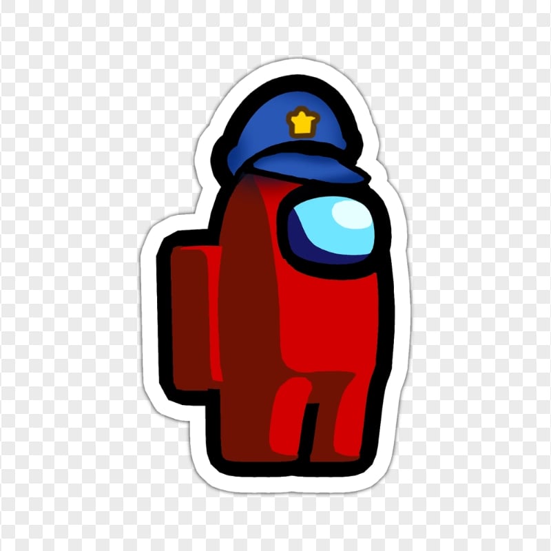 HD Among Us Red Character With Police Hat Stickers PNG | Citypng