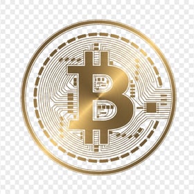 HD Golden Bitcoin Crypto Blockchain Coin Icon PNG