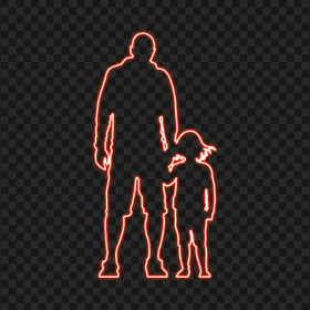 HD Red Child And Father Neon Silhouette PNG