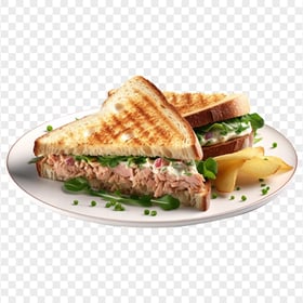 Classic Fish Sandwich Plate with Chips HD PNG