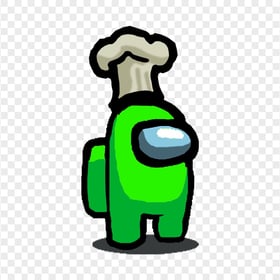 HD Lime Among Us Character With Chef Hat On Head PNG