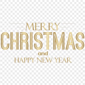 HD Merry Christmas And Happy New Year Gold Text PNG
