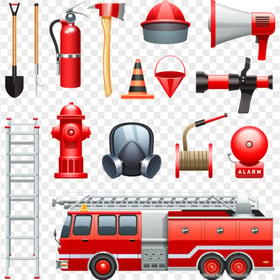 Transparent HD Firefighter Items Icons illustration