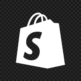White Shopify Outline Bag Icon Symbol Logo