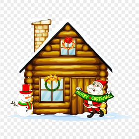 Merry Christmas Cartoon Snowy House PNG
