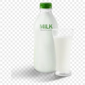 HD Milk Bottle With Glass PNG