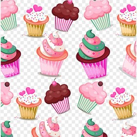 HD Cartoon Muffins Cupcakes Pattern Background PNG