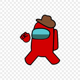 HD Red Among Us Crewmate Character With Cowboy Hat PNG