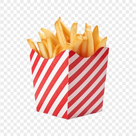 HD Tasty French Fries In Red and White Box Transparent PNG