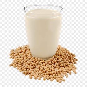 Transparent HD Glass Of Milk With Soy Beans