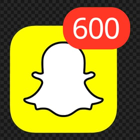 Snapchat Square App Icon With 600 Notifications PNG