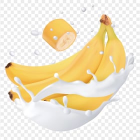 HD Banana Fruit Milk Splash Juice PNG